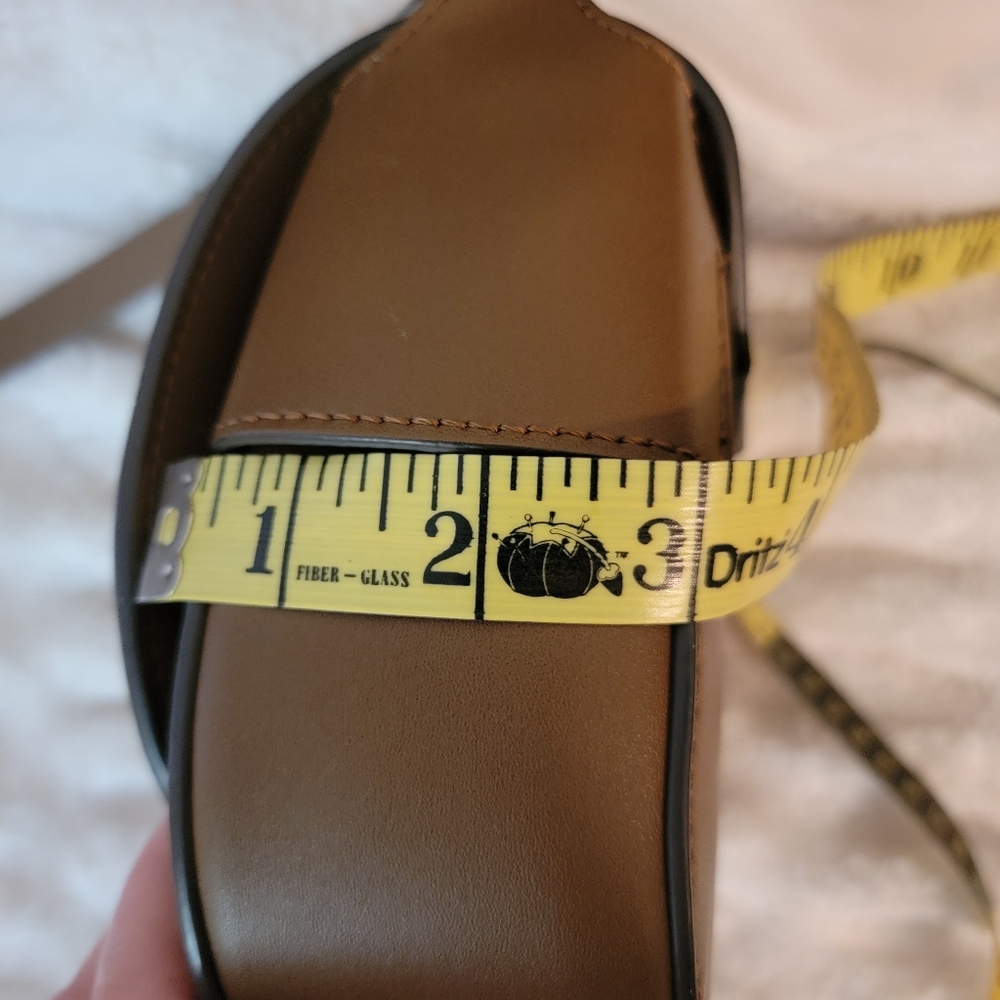 Mango MNG Brown Suede & Leather Crossbody Bag with Gold Buckle - Picture 8 of 10
